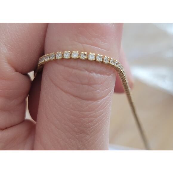 New With Defects Madewell Demi-Fine Crystal Tennis Necklace Gold Retail $98 - Picture 4 of 4